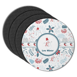 Winter Round Rubber Backed Coasters - Set of 4 (Personalized)