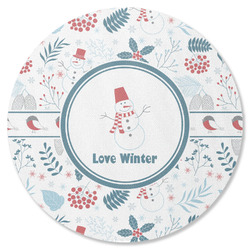 Winter Round Rubber Backed Coaster (Personalized)