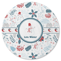 Winter Round Rubber Backed Coaster (Personalized)