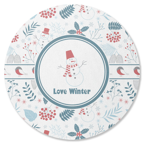 Custom Winter Round Rubber Backed Coaster (Personalized)