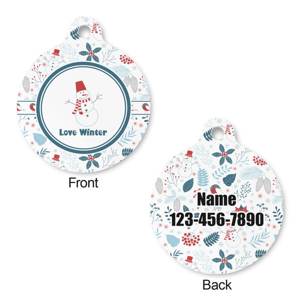 Winter Round Pet Tag - Front & Back