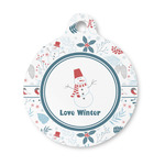 Winter Snowman Round Pet ID Tag - Small