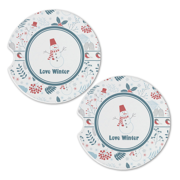 Winter Sandstone Car Coasters - Set of 2