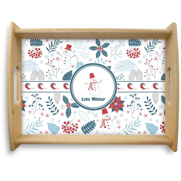 Custom Winter Natural Wooden Tray - Large (Personalized)