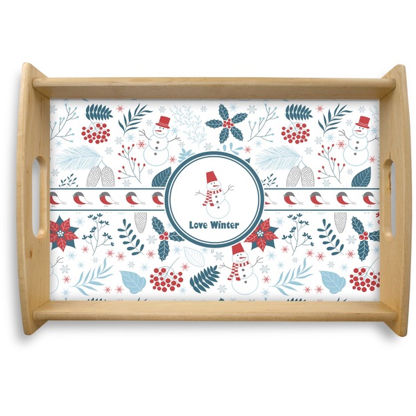 Custom Winter Natural Wooden Tray - Small (Personalized)