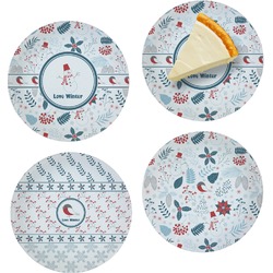 Winter Set of 4 Glass Appetizer / Dessert Plate 8" (Personalized)