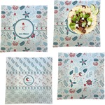 Winter Set of 4 Glass Square Lunch / Dinner Plate 9.5" (Personalized)