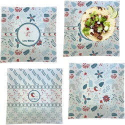 Winter Set of 4 Glass Square Lunch / Dinner Plate 9.5" (Personalized)