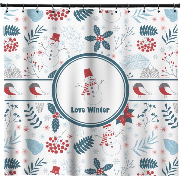 Custom Winter Snowman Shower Curtain - 71" x 74"