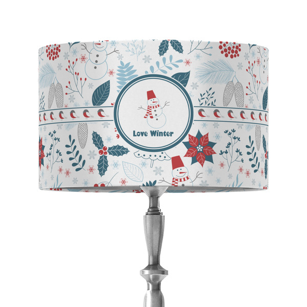 Custom Winter Snowman 12" Drum Lamp Shade - Fabric