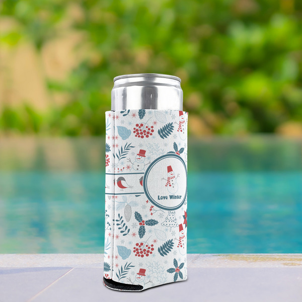 Winter Snowman Can Cooler - Tall 12oz - In Context