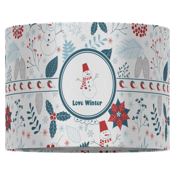 Winter Snowman 16" Drum Lampshade - FRONT (Fabric)