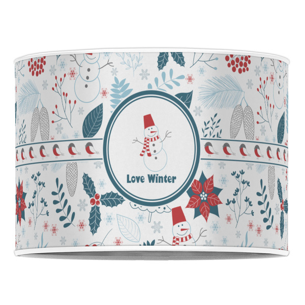Winter Snowman 16" Drum Lampshade - FRONT (Poly Film)