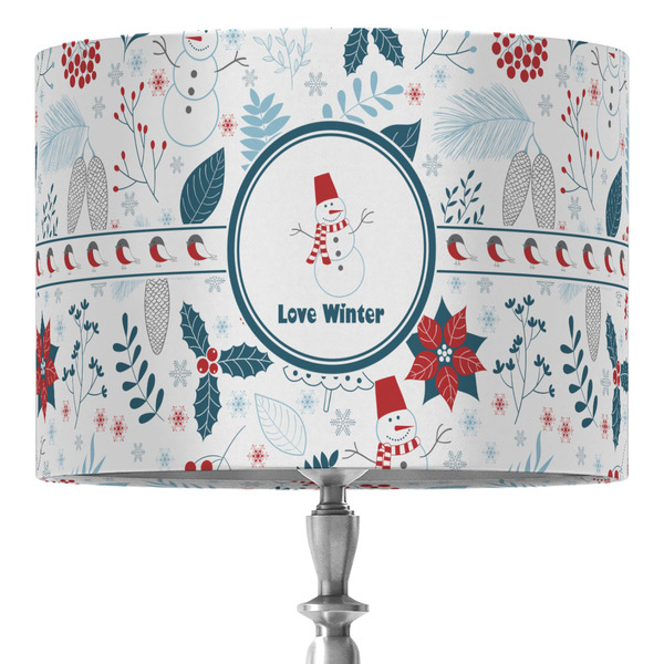 Custom Winter Snowman 16" Drum Lamp Shade - Fabric