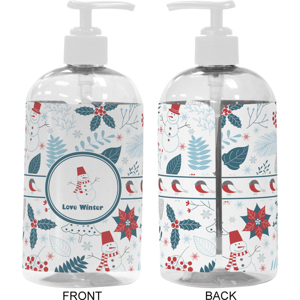 Winter Snowman 16 oz Plastic Liquid Dispenser- Approval- White