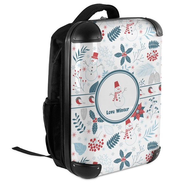 Winter Snowman 18" Hard Shell Backpacks - ANGLED VIEW