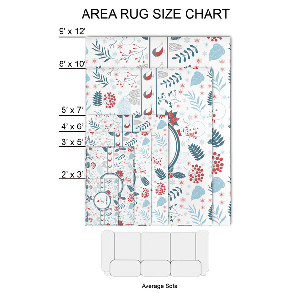 Winter Snowman 2'x3' Indoor Area Rugs - Size Chart