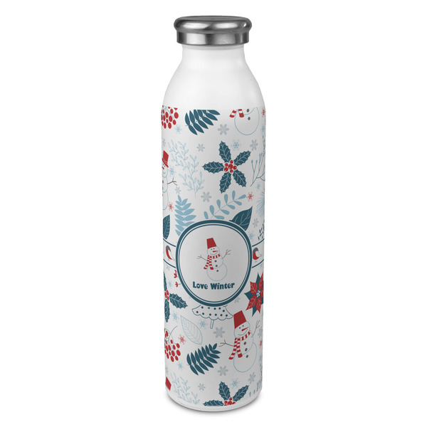 Custom Winter Snowman 20oz Stainless Steel Water Bottle - Full Print