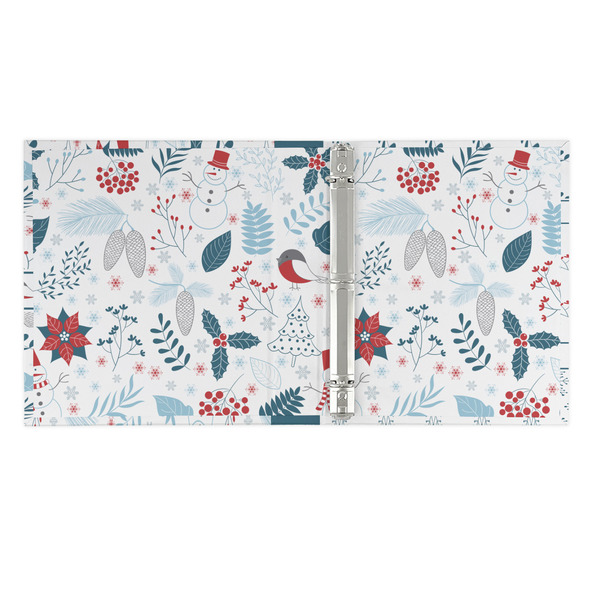 Winter Snowman 3 Ring Binders - Full Wrap - 1" - OPEN INSIDE
