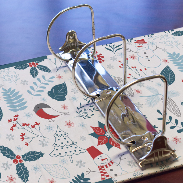 Winter Snowman 3 Ring Binders - Full Wrap - 3" - DETAIL