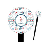 Winter Snowman 6" Round Plastic Food Picks - Black - Double Sided