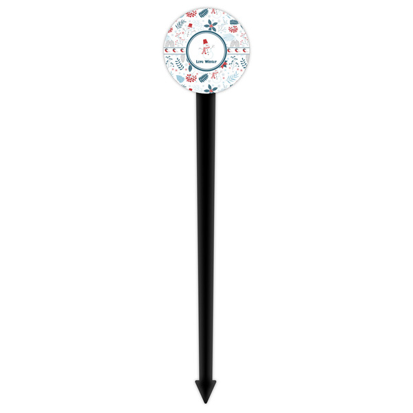 Winter Snowman Black Plastic 6" Food Pick - Round - Single Pick