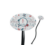 Winter Snowman 7" Oval Plastic Stir Sticks - Black - Single Sided