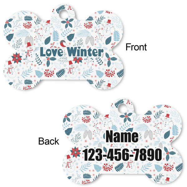 Winter Snowman Bone Shaped Dog ID Tag - Large - Approval