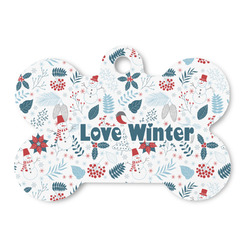 Winter Snowman Bone Shaped Dog ID Tag