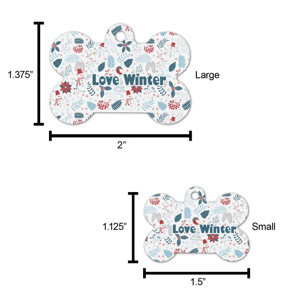 Winter Snowman Bone Shaped Dog ID Tag - Large - Scale