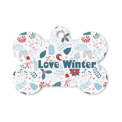 Winter Snowman Bone Shaped Dog ID Tag - Small