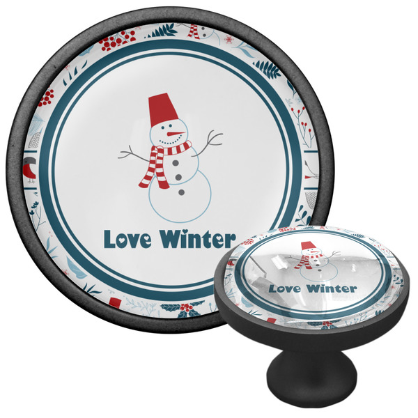 Winter Snowman Cabinet Knob - Black - Multi Angle