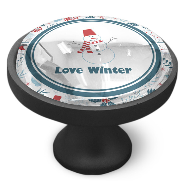 Winter Snowman Cabinet Knob - Black - Side