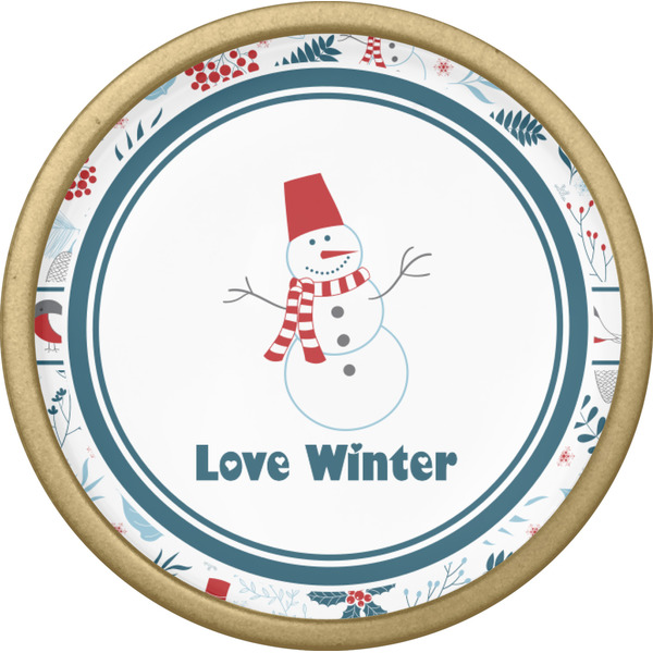 Winter Snowman Cabinet Knob - Gold - Front