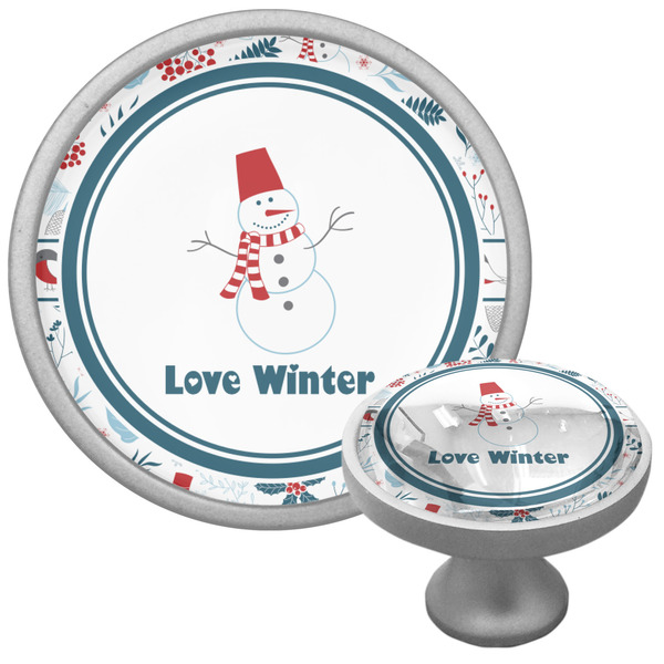 Winter Snowman Cabinet Knob - Nickel - Multi Angle