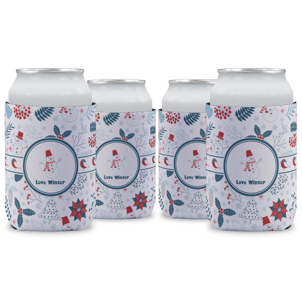 Custom Winter Snowman Can Cooler (12 oz) - Set of 4