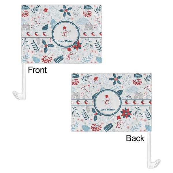 Winter Snowman Car Flag - 11" x 8" - Front & Back View