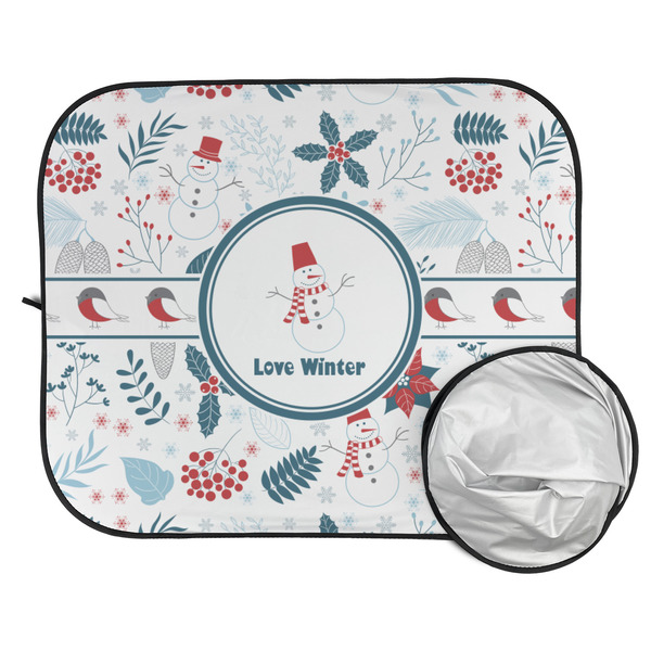 Winter Snowman Car Sun Shades - FOLDED & UNFOLDED