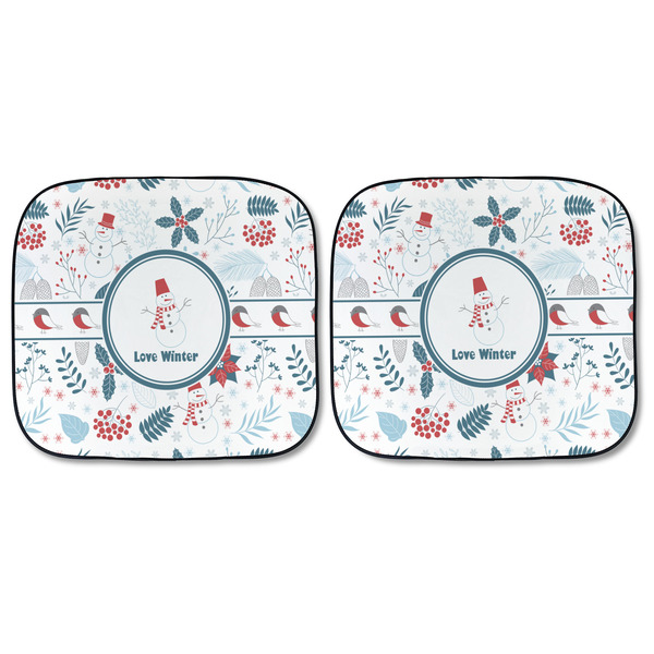 Winter Snowman Car Sun Shades - FRONT
