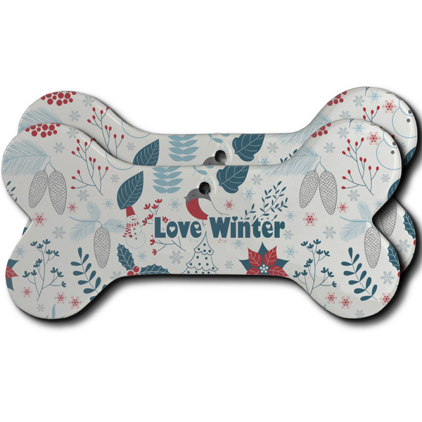 Custom Winter Snowman Ceramic Dog Ornament - Front & Back