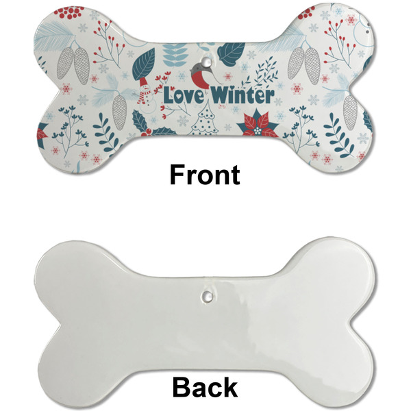 Winter Snowman Ceramic Flat Ornament - Bone Front & Back Single Print (APPROVAL)