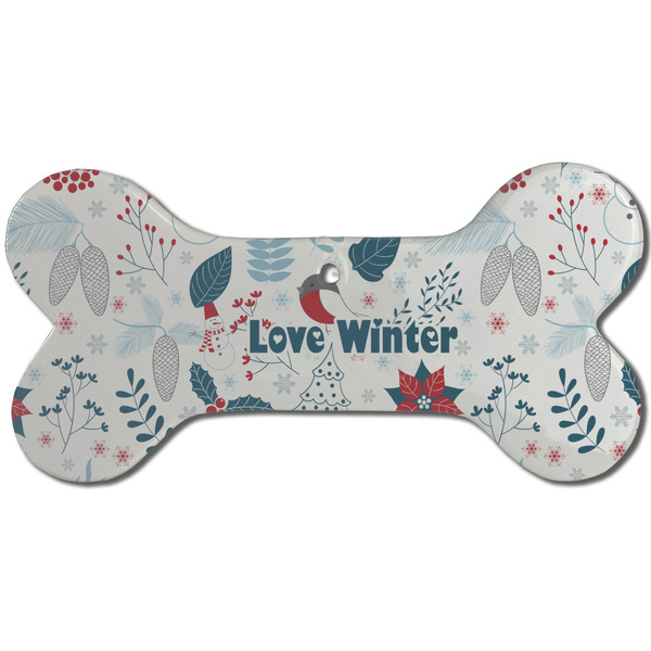 Custom Winter Snowman Ceramic Dog Ornament - Front