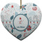 Winter Snowman Ceramic Flat Ornament - Heart (Front)