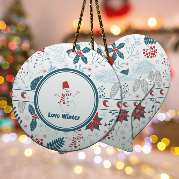 Custom Winter Snowman Ceramic Ornament