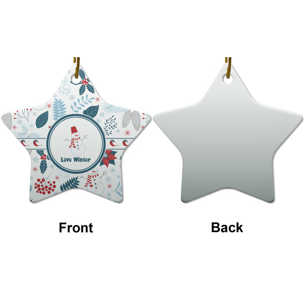 Winter Snowman Ceramic Flat Ornament - Star Front & Back (APPROVAL)