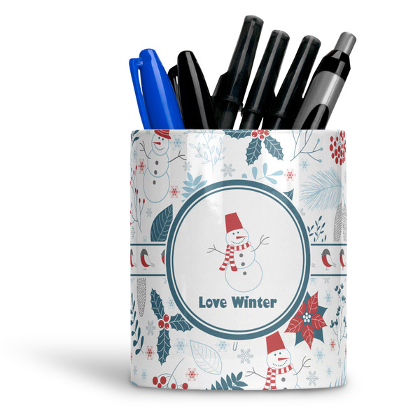 Custom Winter Snowman Ceramic Pen Holder