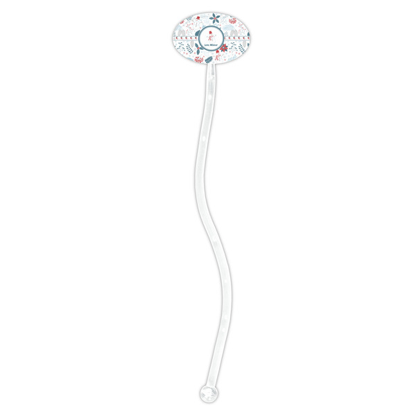 Winter Snowman Clear Plastic 7" Stir Stick - Oval - Single Stick