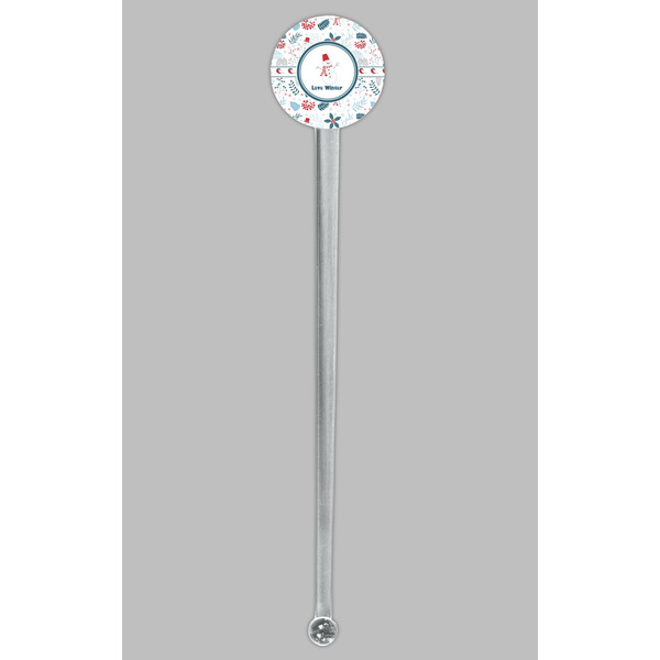 Winter Snowman Clear Plastic 7" Stir Stick - Round - Single Stick