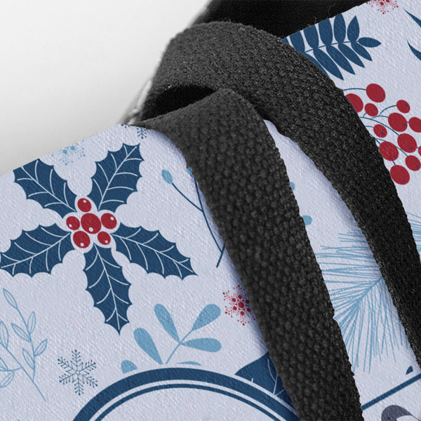 Winter Snowman Closeup of Tote w/Black Handles