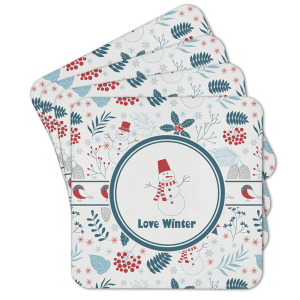Custom Winter Snowman Cork Coaster - Set of 4